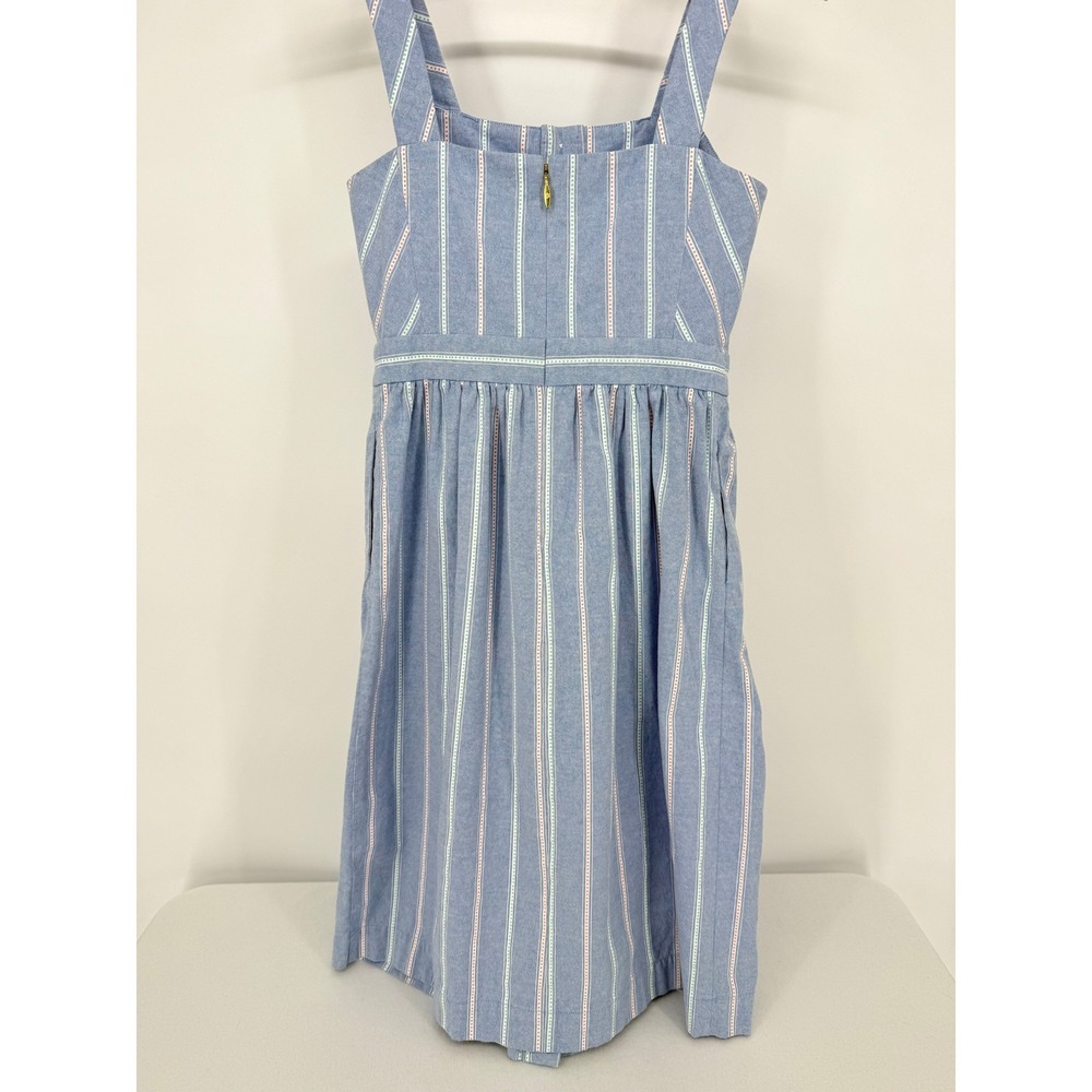 Draper James Button Front Dress Womens Size 0 Blue Striped Sleeveless Cotton - Picture 8 of 8